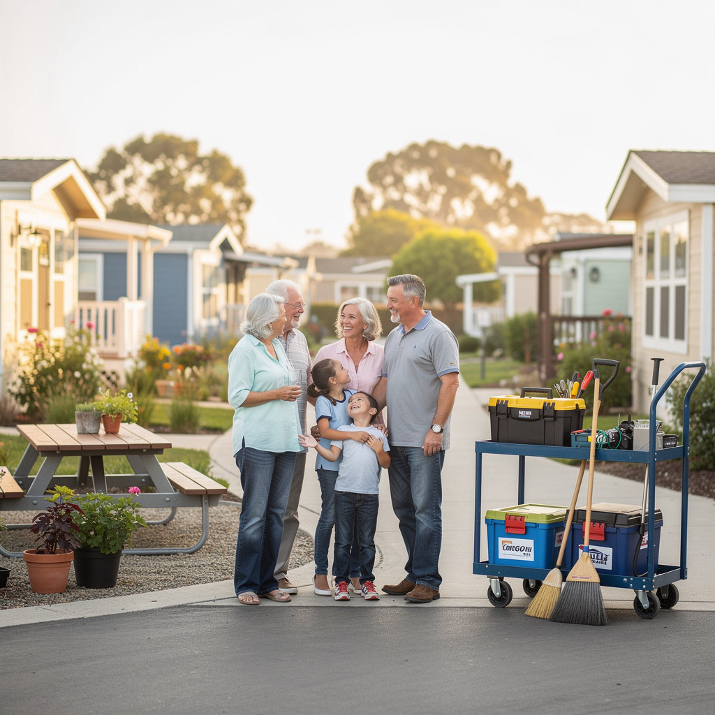 Holiday Mobile Home Park community residents enjoying a social gathering in Santa Barbara, reflecting our core values of respect and engagement
